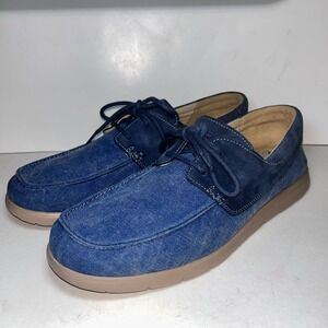 Ugg Men's Canvas Blue Suede Gum Sole Boat Shoes 13eee..